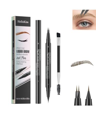 Trailott Eyebrow Pen Trailott Eyebrow Pen 2 Fork Tip Trailott Microblading Eyebrow Pen Hellokiss Liquid Eyebrow Pen 2-in-1 Magic Eyebrow Pencil 4 Fork Tip with Eyeline Waterproof (Light Brown)