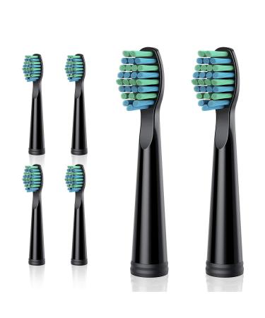 6 Replacement Brush Heads Complete Care Replacement Tooth Brush Heads Electric Toothbrush Replacement Heads EasyClean Gum Health- Fit (Pack of 6) Black