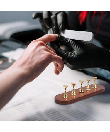 Baluue Nail Stand for Press on Nail Holder for Painting Nails Wood Nail Display Stand for False Nail Tip Manicure Tool Nail Art Display Home Salon Gold - Buy Online on GoSupps.com