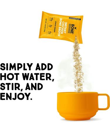 Bone Brewhouse Chicken Bone Broth Protein Powder - Lemon Ginger Flavor - Keto & Paleo Friendly - 10g Protein - Gluten-Free & Dairy-Free - 5 Individual Packets - Buy Online on GoSupps.com