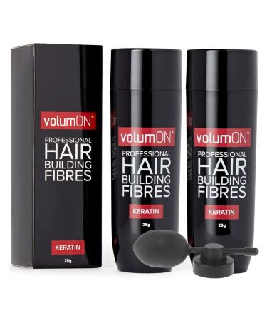 VOLUMON 2 Pack Keratin Hair Building Fibers for Thinning Hair - Instantly Conceal Thin Areas for Thicker Hair - For Men & Women 28g x 2 + Applicator (Auburn)