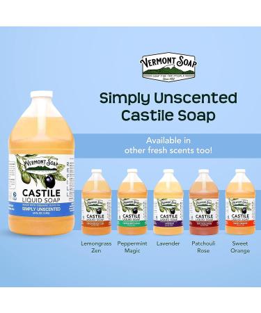 Vermont Castile Soap Unscented 64 Fl Oz - Gentle Liquid Soap for Sensitive Skin, Natural Body Wash, Organic Shampoo - Aloe Castile Soap for Men & Women - Buy Online on GoSupps.com