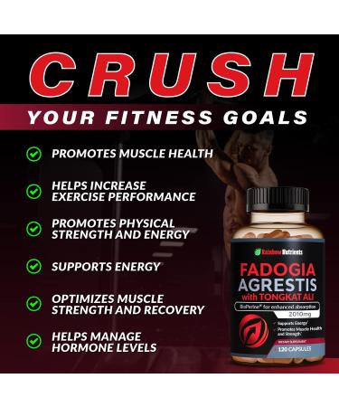 Fadogia Agrestis & Tongkat Ali Supplement - 15 000mg Fadogia + 100 000mg Tongkat Ali + BioPerine - Boost Stamina Strength & Muscle Health - Non-GMO Made in USA - 120 Capsules - Buy Online on GoSupps.com