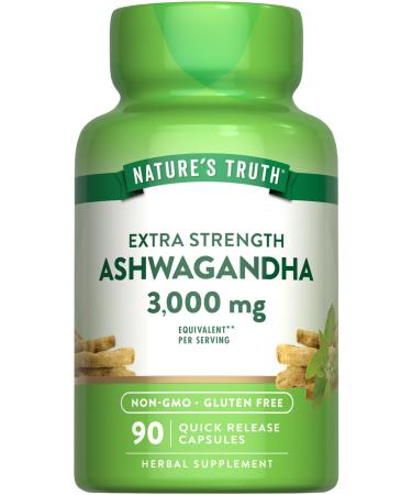 Nature's Truth Ashwagandha Capsules | 90 Count | Extra Strength | with Black Pepper | Non-GMO & Gluten Free Supplement 90 Count (Pack of 1)