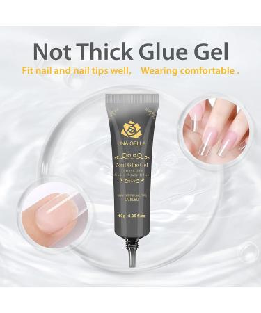 UNA GELLA Solid Nail Glue Gel 20ml | Super Strong Acrylic Nails Extension Adhesive | Lamp Curing Needed for Long Lasting Results - Buy Online on GoSupps.com