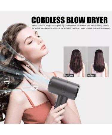 Cordless Hair Dryer Portable Lightweight Fast Drying Hairdryer Blowdryer Constant Temperature 5000mAh Batterry 6 Speed Adjustment Hairdryer for Home Camping (US Plug) US Plug Coffee - Buy Online on GoSupps.com