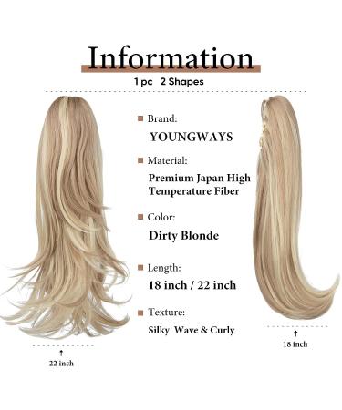 Dirty Blonde 18 Inch Clip in Ponytail Extension - Long Curly Wavy Hairpiece for Women - Buy Online on GoSupps.com