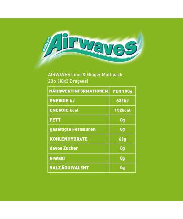 Airwaves Lime & Ginger Sugar-Free Chewing Gum | Fresh Breath & Minty Freshness | Big Pack of 30 Packs with 12 Dragees Each - Buy Online on GoSupps.com