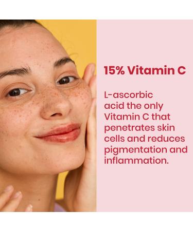 Brighten Vitamin C Serum 15% - Pure L-Ascorbic Acid CE Ferulic Acid Anti-Aging & Moisturizing Ingredients - Collagen Boosting Peptides 30ml - Buy Online on GoSupps.com