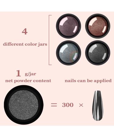Allstarry Chrome Nail Powder Set - Metallic Mirror Effect & Glitter Dust for Stunning Nail Art | Silver-Gray Pigments for Gel Polish & Decoration - Buy Online on GoSupps.com