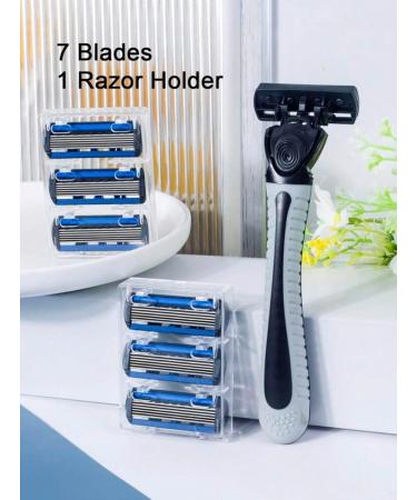 7-Blade Manual Safety Razor for Men & Women - 6-Layer Stainless Steel Blades Replaceable Shaver Head - Black - Buy Online on GoSupps.com