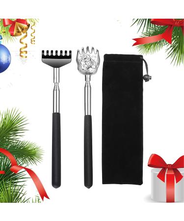 2 Pack Portable Extendable Back Scratcher - Stainless Steel Telescoping Massager with Carrying Bag (Black) - Buy Online on GoSupps.com