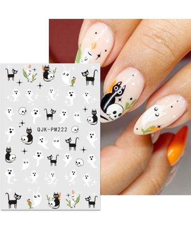 JMEOWIO 9 Sheets Halloween Nail Art Stickers Decals Self-Adhesive Cute Pink Flower Ghost Nail Supplies Nail Art Design Decoration Accessories - Buy Online on GoSupps.com