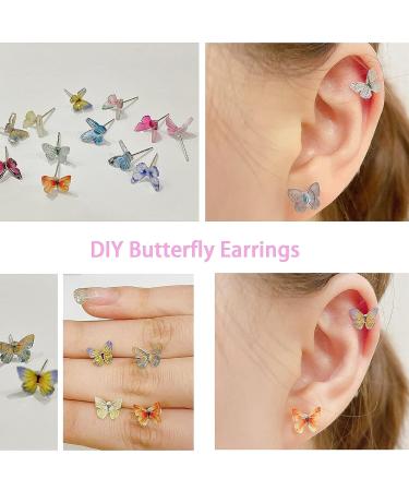 48Pcs Butterfly Acrylic Nails - 3D Butterfly Nail Charms in White, Blue & Colorful Glitter | Nail Art Decoration & DIY Crafting - S1 - Buy Online on GoSupps.com