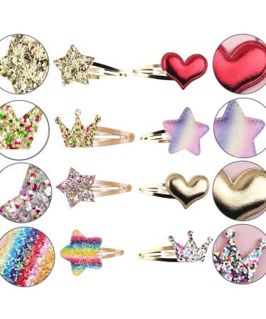 Star & Heart Hair Clips Set - 8 Multi-Colored Glitter Accessories for Girls | Perfect Children s Hair Clips - Buy Online on GoSupps.com