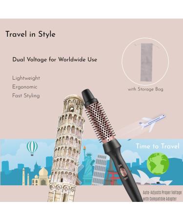 1 1/4 Inch Ceramic Tourmaline Curling Iron Brush - Dual Voltage Travel Tool for Long & Medium Hair - Black - Buy Online on GoSupps.com