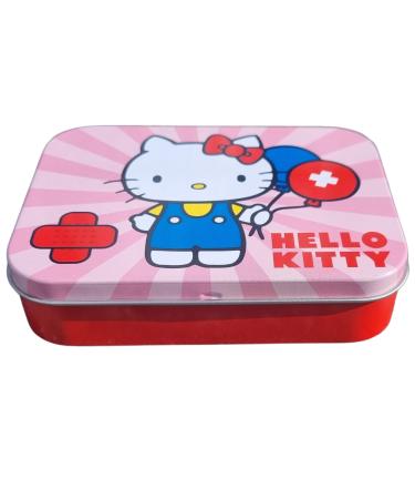 Hello Kitty pink children's plaster licensed product - metal box - 24 plaster - beautiful design plaster storage box for children - suitable for backpack - Hello Kitty pink 1 piece