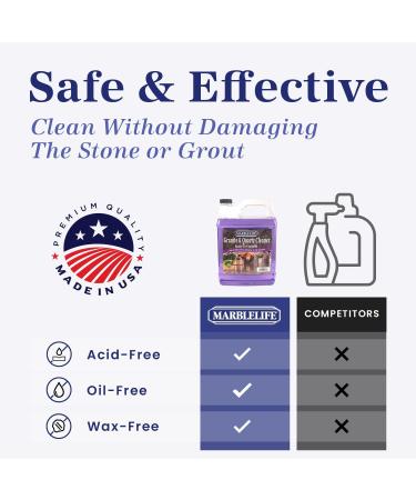 Granite & Quartz Cleaner - Safe Powerful Stone Care for Countertops | Oil & Wax Free | 128 Fl Oz Ready-to-Use Refill - Buy Online on GoSupps.com