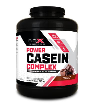BioX Power Casein Complex | Ultra Sustained Slow Release Micellar Protein Complex | 25g Protein 5g Glutamine 5g BCAAs | Slow Digesting Whey Protein | 65 Servings 5LB (Chocolate) Chocolate 65 Servings (Pack of 1)