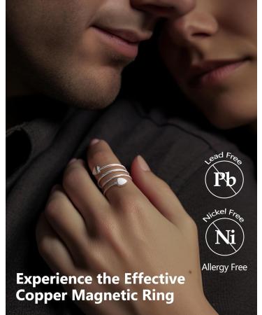 Jeracol Lymphatic Drainage Magnetic Copper Rings - 2 Pcs Love Heart Design, Adjustable Size | Women's Pure Copper Magnetic Rings with Strong Magnets - Gift Box Included - Buy Online on GoSupps.com