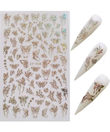 Butterfly Nail Art Stickers Decals Laser Butterfly Stickers Nail Designs 3D Gold Butterflies Nail Art Adhesive Sticker Sheets Nail Foil Luxury Butterfly Nail Stickers for Nail Art Decoration (8 Pcs) A1 - Buy Online on GoSupps.com