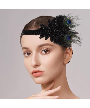Peacock Headband Vintage 1920S Flapper Headband Headpiece Hairband Headdress Hair Accessory for Women - Buy Online on GoSupps.com
