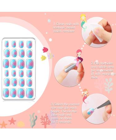 432 Kids Unicorn Press on Nails Set - Full Cover Short False Nails Stickers with Pre Glue for Girls | Children's Gift & Christmas Nail Decoration - Buy Online on GoSupps.com