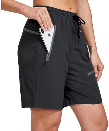 ChinFun Women's Lightweight Hiking Shorts with Zipper Pocket - Black, Size Large - Buy Online on GoSupps.com