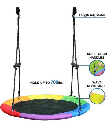 Saucer Tree Swing 40 | 700lb Capacity | 900D Oxford Fabric | Waterproof | Playground & Backyard Swing (Rainbow) - Buy Online on GoSupps.com