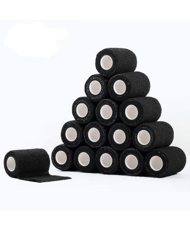 Cojj 16 pcs 7.5cm x 4.5m adhesive bandage cohesive bandage self -adhering bandage finger paving fixing association animal association hand tear waterproof elastic binding for humans (black) 7.5cm x 4.5m black