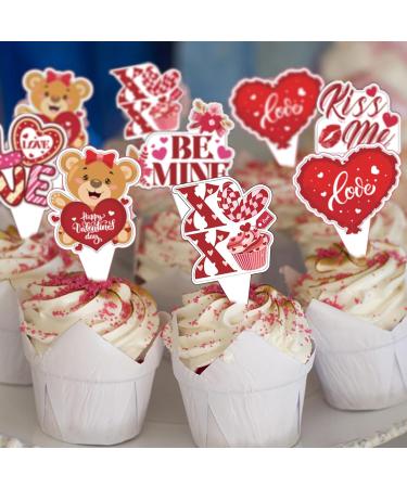 24 Pieces Valentine s Day Themed Cupcake Toppers Love Cupcake Picks Decorations - Buy Online on GoSupps.com
