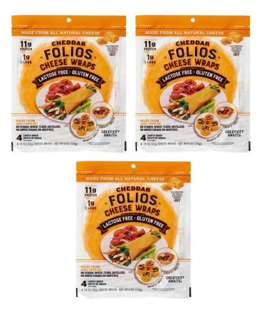 Folios 100% All Natural Cheese Wraps Cheddar 3 Pack