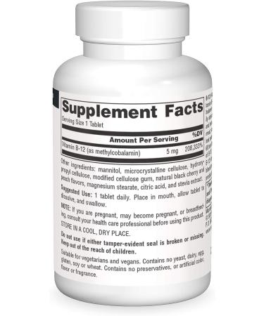 Source Naturals Vitamin B-12 5mg Fast Melt Vegan Formula - Energy Production Support (30 ct) - Buy Online on GoSupps.com