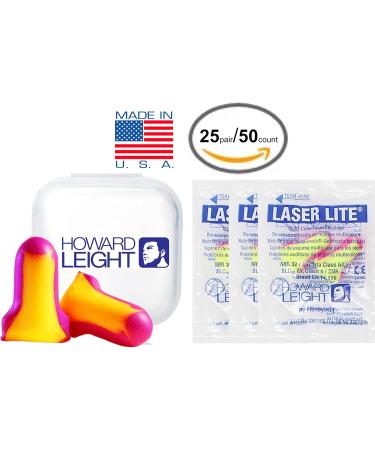Howard Leight Laser Lite Foam Ear Plugs - 25 Pairs (50 Count) | Individually Wrapped for Noise Reduction, Sleeping | In Jar - Buy Online on GoSupps.com