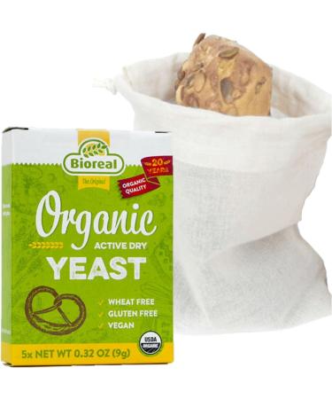 Active Dried Yeast and Linen Bread Bag Bundle Containing Organic Bioreal 5x9g Active Dried Yeast and A Bo Weevil 30 x 40cm Organic Linen Bread Bag - Buy Online on GoSupps.com
