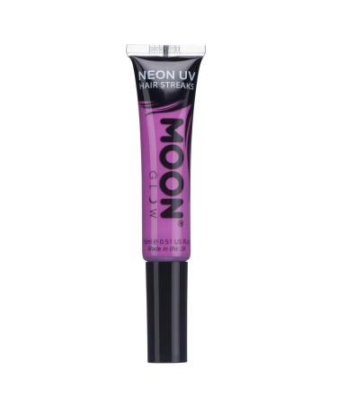 Moon Glow Neon UV Hair Colour Streaks | Purple | Hair Mascara - Temporary Wash out Hair Dye | Bright Neon Colour Glows under UV Lighting Intense Purple