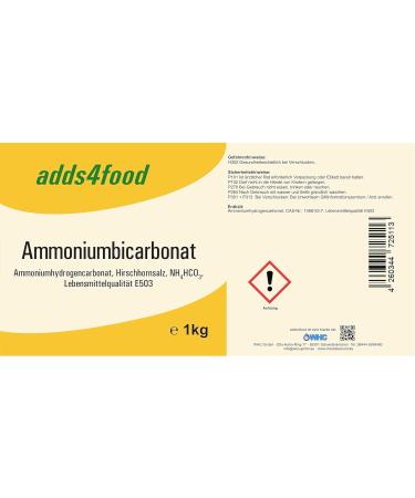 1kg Ammonium Bicarbonate (Deer Horn Salt ABC-Shoot) - Food Grade E503 | Premium Quality International Shipping - Buy Online on GoSupps.com