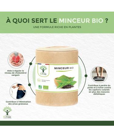 Organic Slimming Bioptimal - Food Supplement - Guarana Green Tea + Plants for Weight Loss - 4 Actions - Fat Burning Weight Loss - Digestion - Made in France - Ecocert Certified - 200 Capsules - Buy Online on GoSupps.com