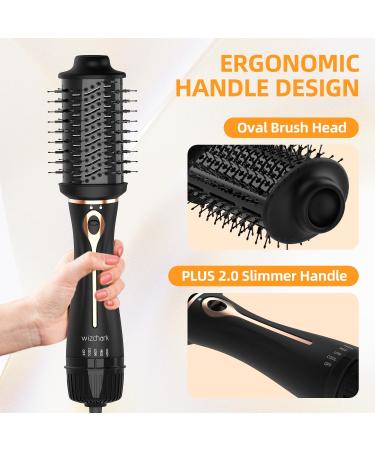 Dual Voltage Hot Air Brush - 1200W One-Step Blow Dryer & Volumizer for Curling Straightening and Drying - Travel-Friendly Detachable Oval Brush in Black Gold - Buy Online on GoSupps.com