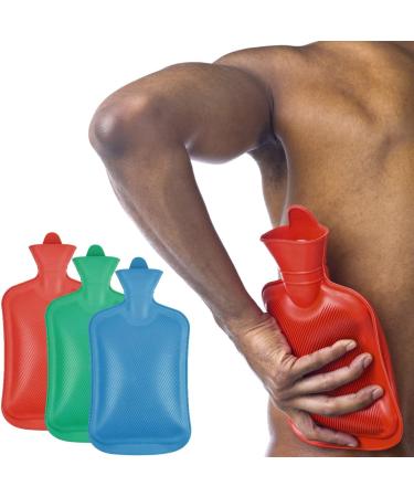 Doduos 3-Pack Hot Water Bottles - 2L Rubber Heat Bottles for Pain Relief & Cozy Nights - Back Neck Waist Feet Period Cramps Pregnancy - Available in 3 Colors - Buy Online on GoSupps.com