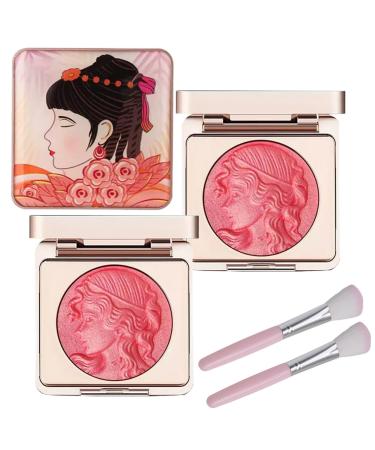LXCJZY Embossed Smooth Powder Blush Palette For Cheeks Embossed Girl Blush for Cheeks Matte Face Powder Blush Palette Natural Makeup Radiant Finish (2Pcs Pink One Size) 2pcs Pink 6 g (Pack of 1)