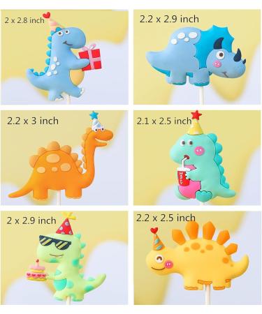 6Pcs Dinosaur Cake Toppers - 3D Dinosaur Cake Decorations Cake Decorations for Boys Dinosaur Birthday Decorations Dinosaur Decorations Dinosaur Party Decorations Dinosaur Party Birthday (6) - Buy Online on GoSupps.com