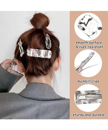6-Piece Silver Metal Hair Clips Set - Non-Slip Alligator Barrettes for Women and Girls - Buy Online on GoSupps.com