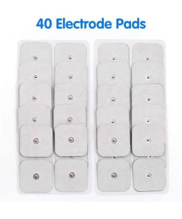 LotFancy TENS Unit Replacement Pads 40 Pcs 2x2 Snap Electrodes Pads Reusable Tens Pads for EMS Muscle Stimulator Using 3.5mm Snap Connector - Buy Online on GoSupps.com
