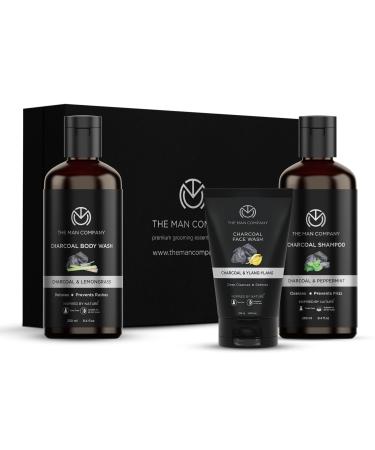 The Man Company Charcoal Care Trio Gift Set| Charcoal Shampoo 250ml Charcoal Face Wash 100ml Charcoal Body Wash 250ml