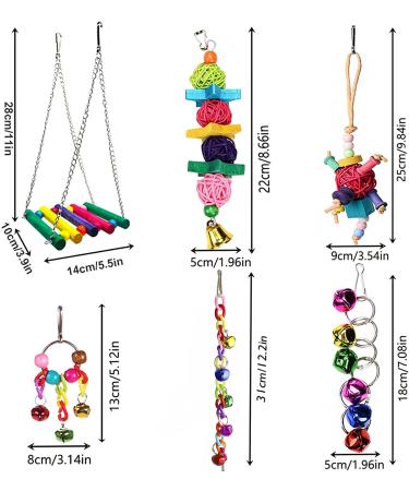 ESRISE 8 Pcs Bird Toys - Hanging Bell, Hammock, Swing, Wooden Perch - for Parakeets, Cockatiels, Budgerigars, Conures, Lovebirds, Finches, Mynahs - Buy Online on GoSupps.com