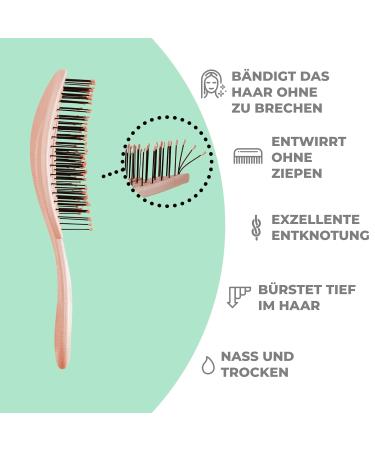Ninabella Bio Hairbrush - Eco-Friendly Detangler for Curls & Long Hair | Recycled Material - Red Gold - Perfect for Women Men & Children - Buy Online on GoSupps.com