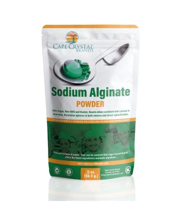 Sodium Alginate 100% Food Grade | Natural Thickening Powder & Gelling Agent for Cooking (2-oz.)