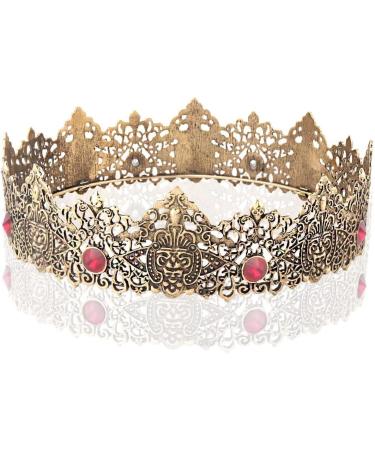 King Men Gold Tiara Crown Imperial Medieval Headband Crystal Pageant Costumes For Wedding Halloween Faire Birthday M - Buy Online on GoSupps.com