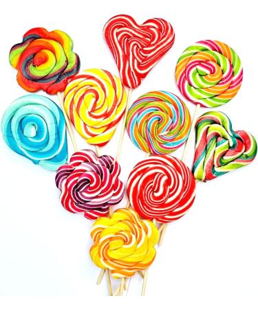 Rainbow Lollipops Swirly Lollies Kids Party Bags Cake Toppers Halal Vegan 4 Assorted Shapes (30) - Buy Online on GoSupps.com